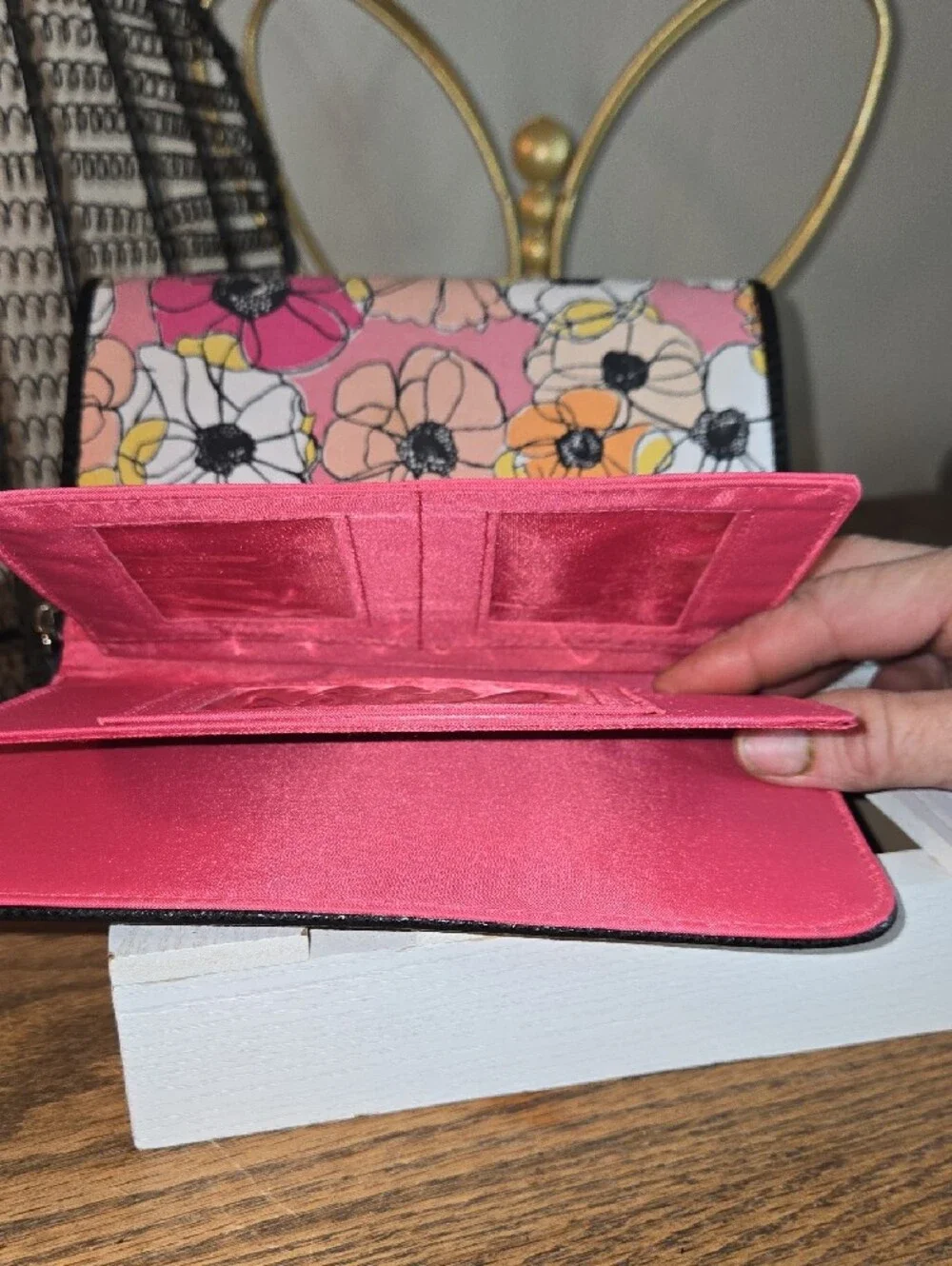 Floral Print Foldover Wallet - Pink Multi